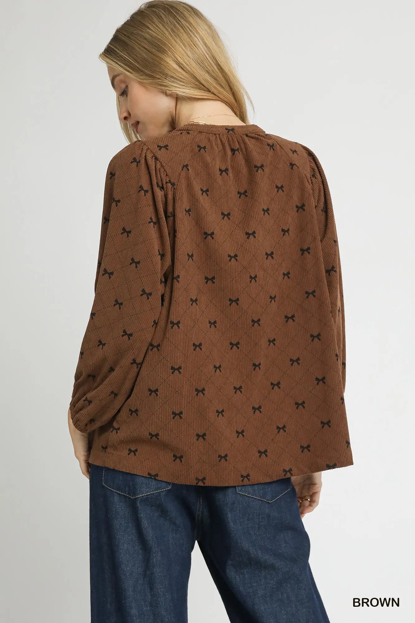 Umgee Corduroy Bow Top