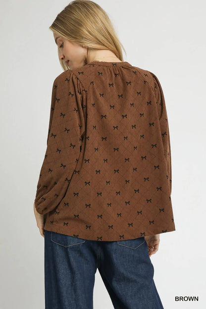 Umgee Corduroy Bow Top