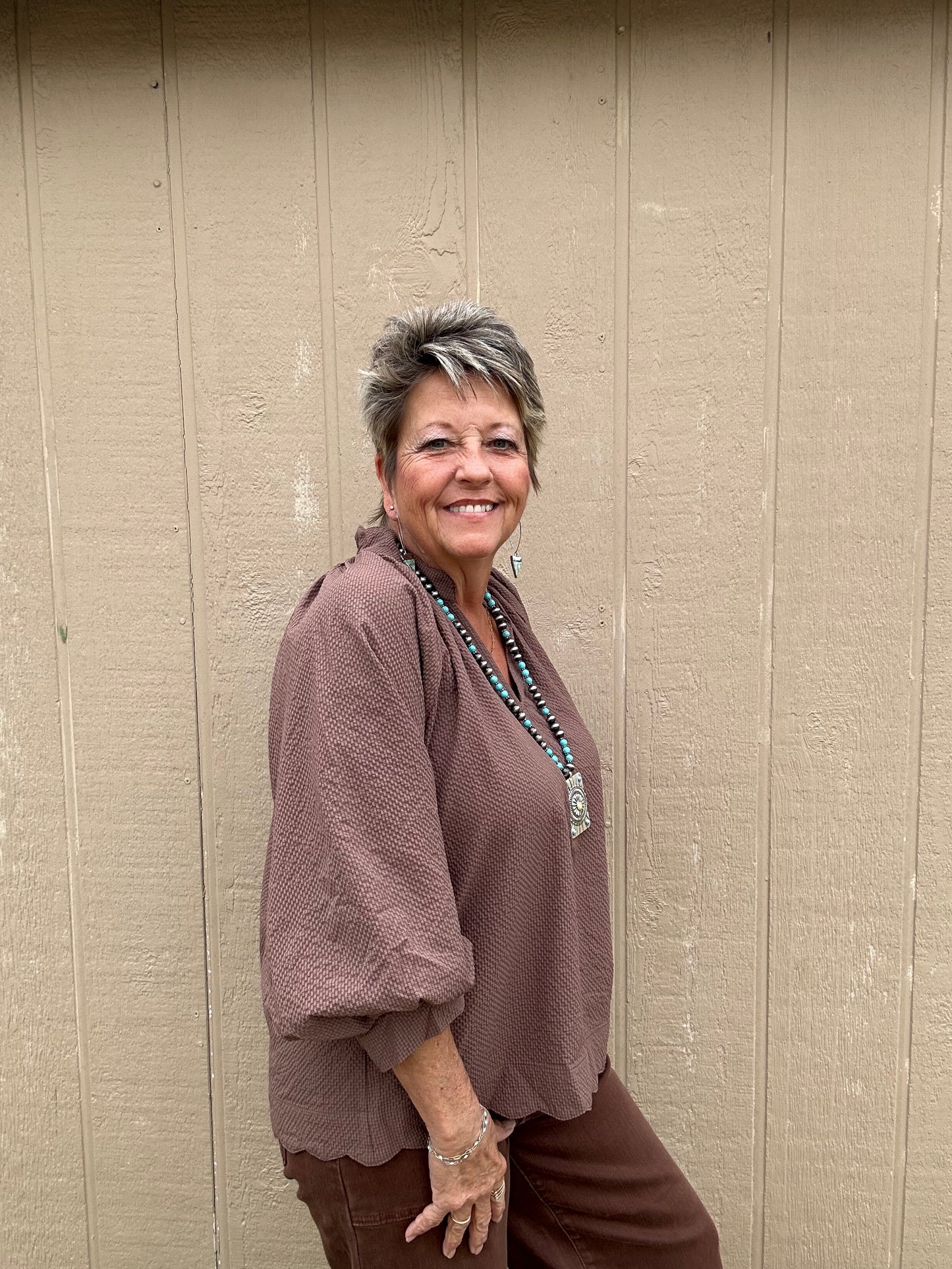 Umgee Textured Scalloped Top