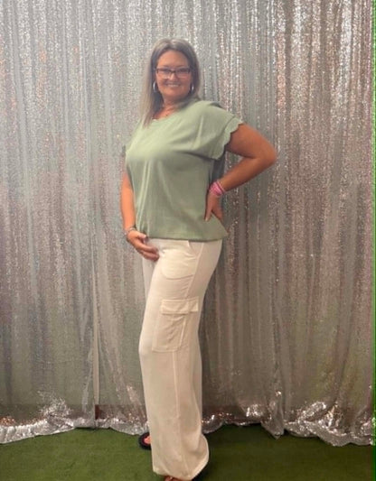 YELETE white linen pants