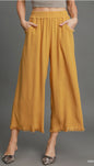 Umgee Wide Leg Crop Linen Pants