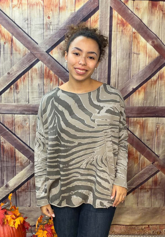 Made In Italy Abstract Animal Print Top