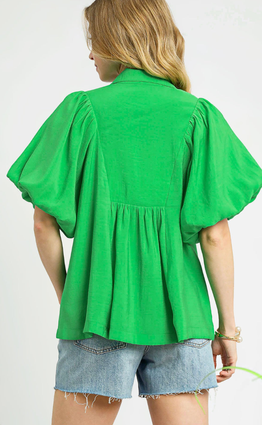 Umgee Bubble Sleeve Blouse