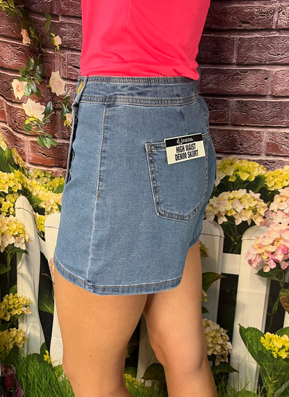 High Waisted Denim Skort