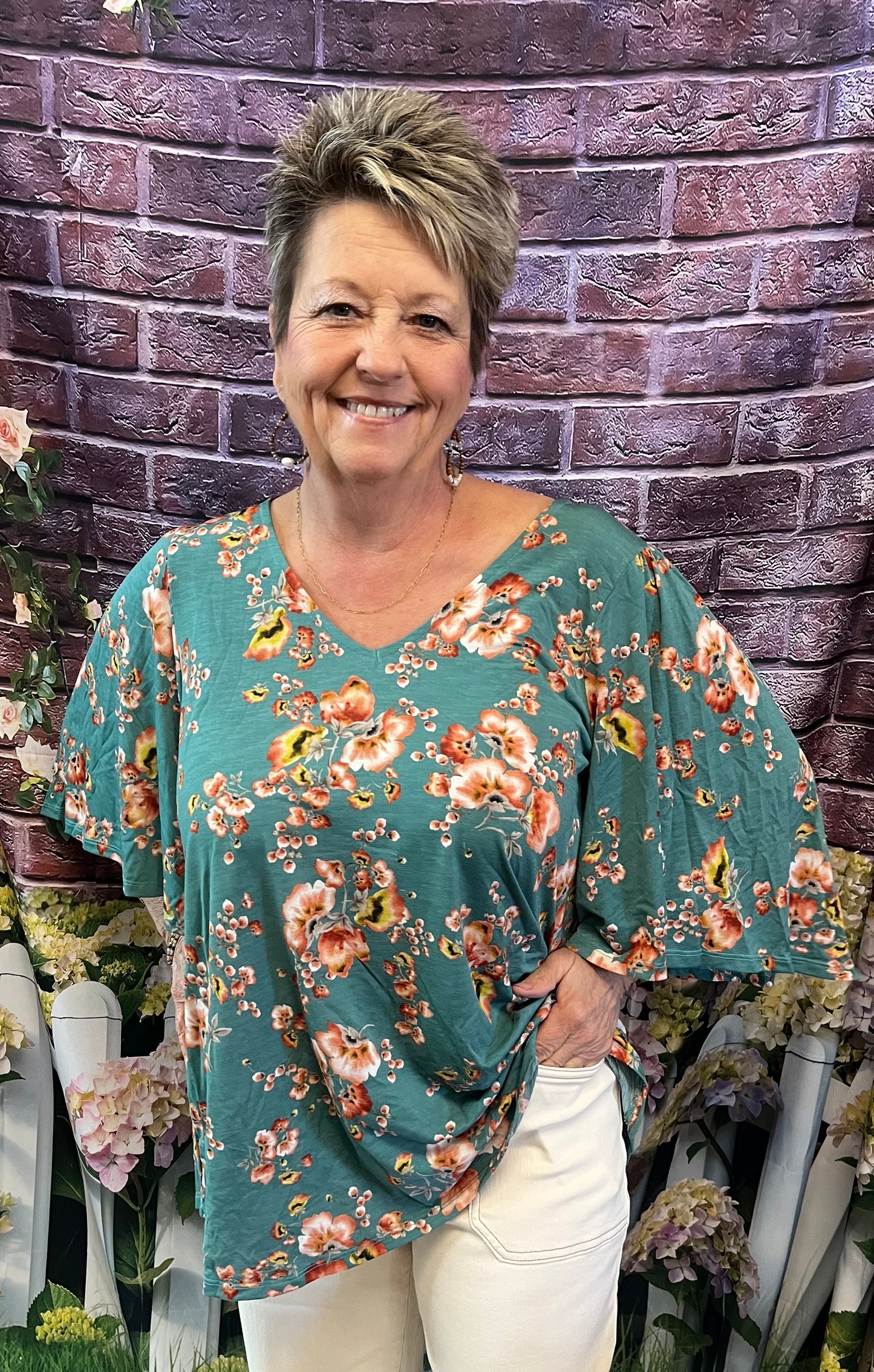 Dear Scarlett Blue Floral Top