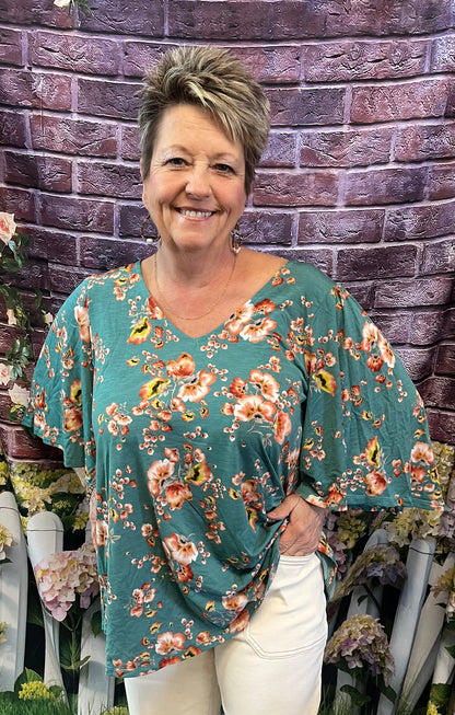 Dear Scarlett Blue Floral Top