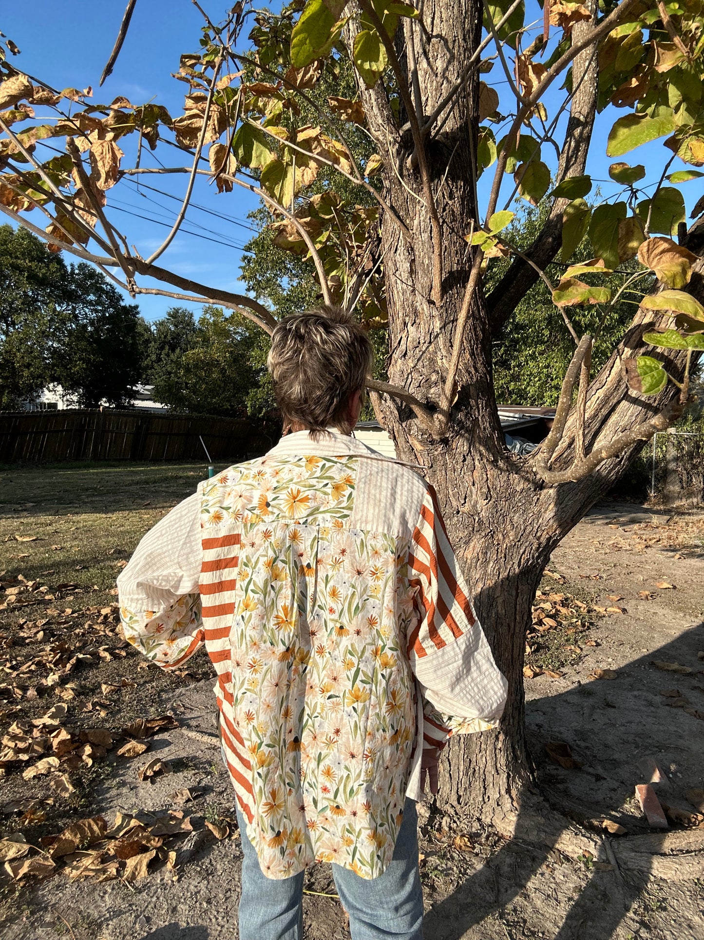 Relaxed Fit Mixed Print Button Down Shirt