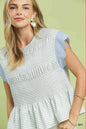 Umgee Scalloped Slv Smocked Top