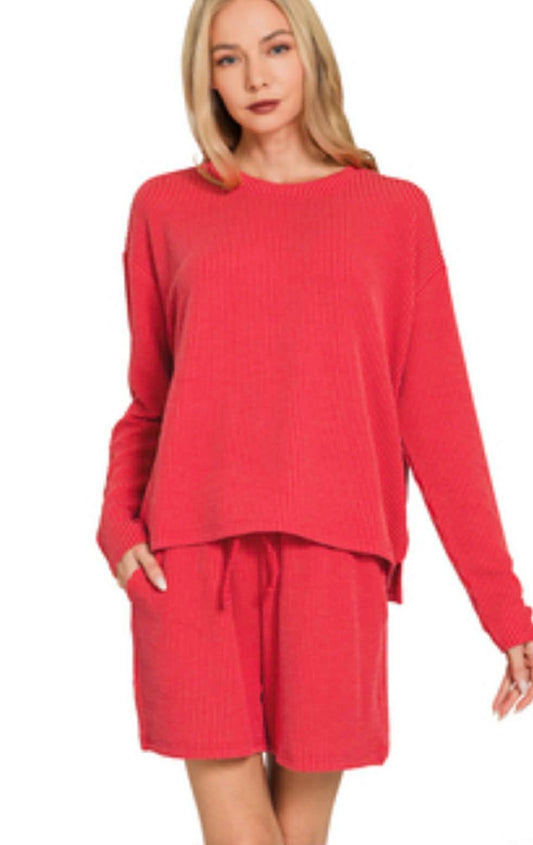 Zenana Short SET long sleeve PLUS