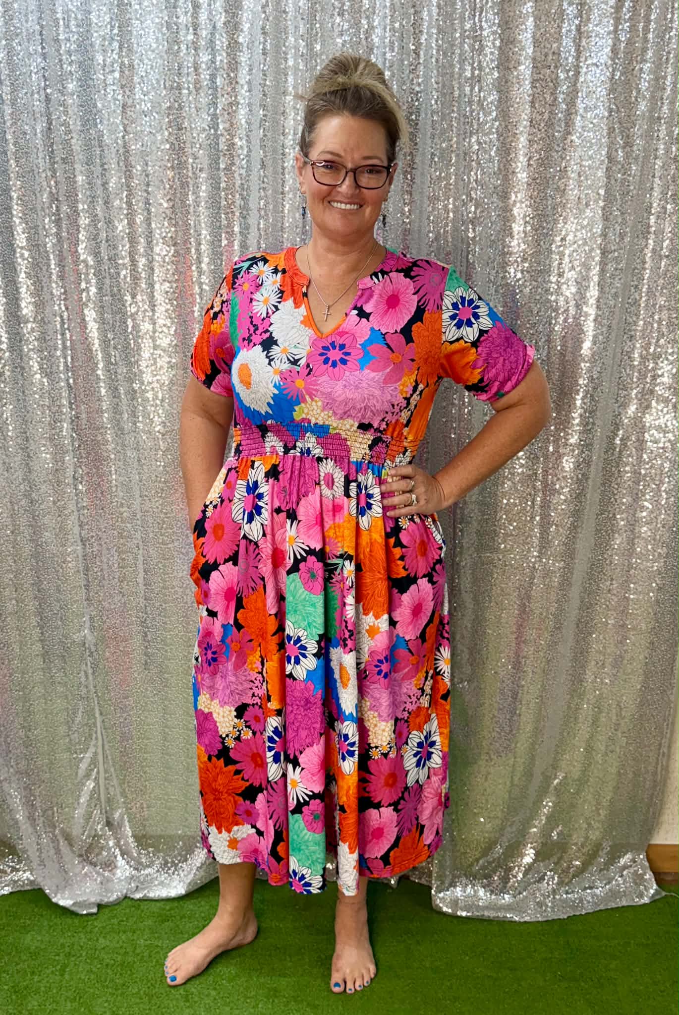 Southern Stitch Floral Midi Dress