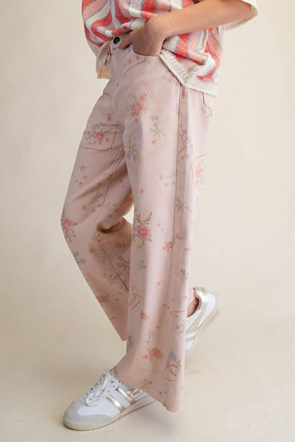 Easel cross stitch twill pants PLUS