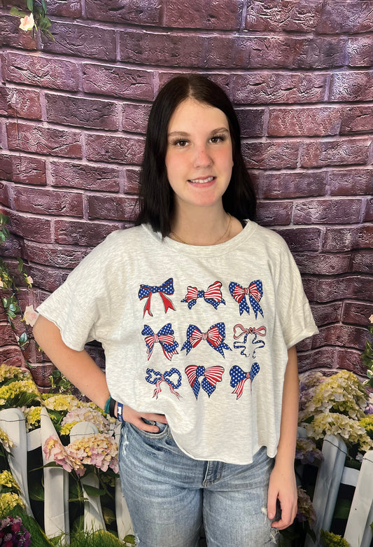 Cutoff Red, White, and Blue Tee