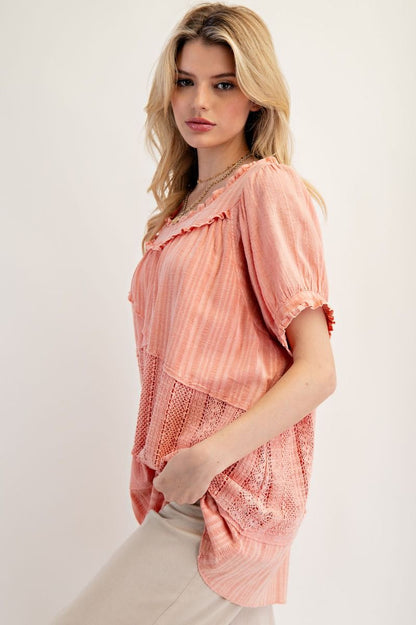 Easel Lace Mix Tunic Top