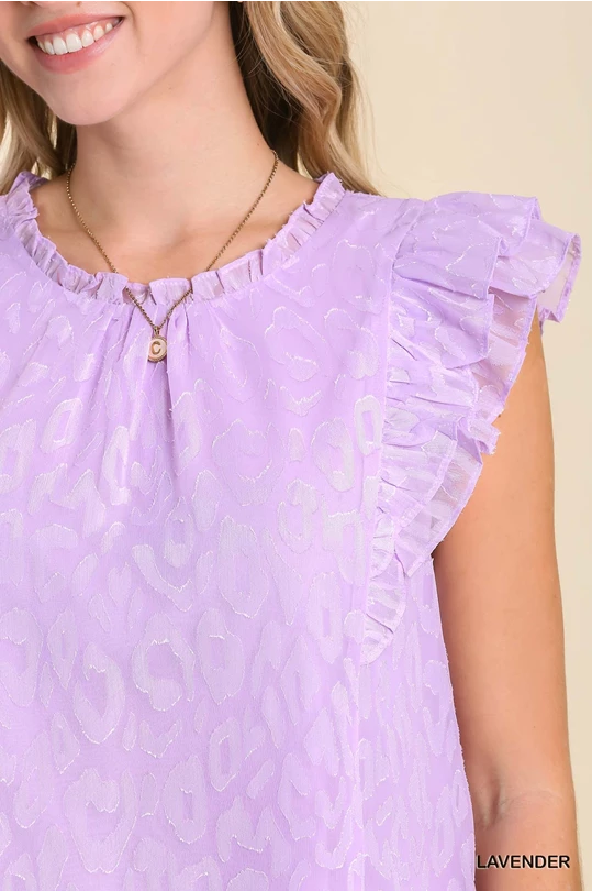 Ruffle Sleeve Leopard Top