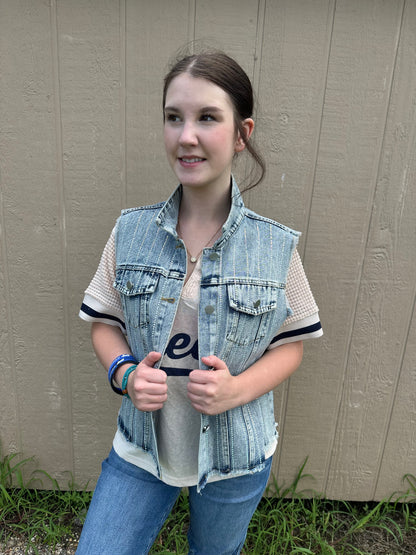 Denim Rhinestone Vest