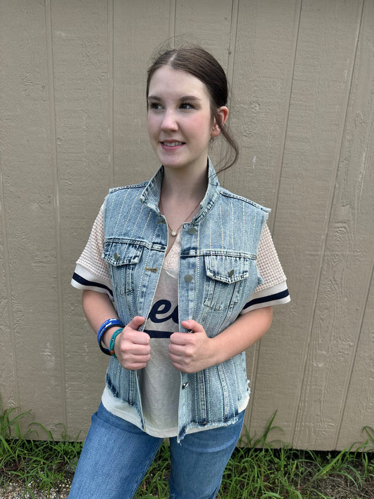 Denim Rhinestone Vest