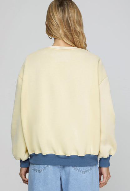 She & Sky Denim Bow Sweater