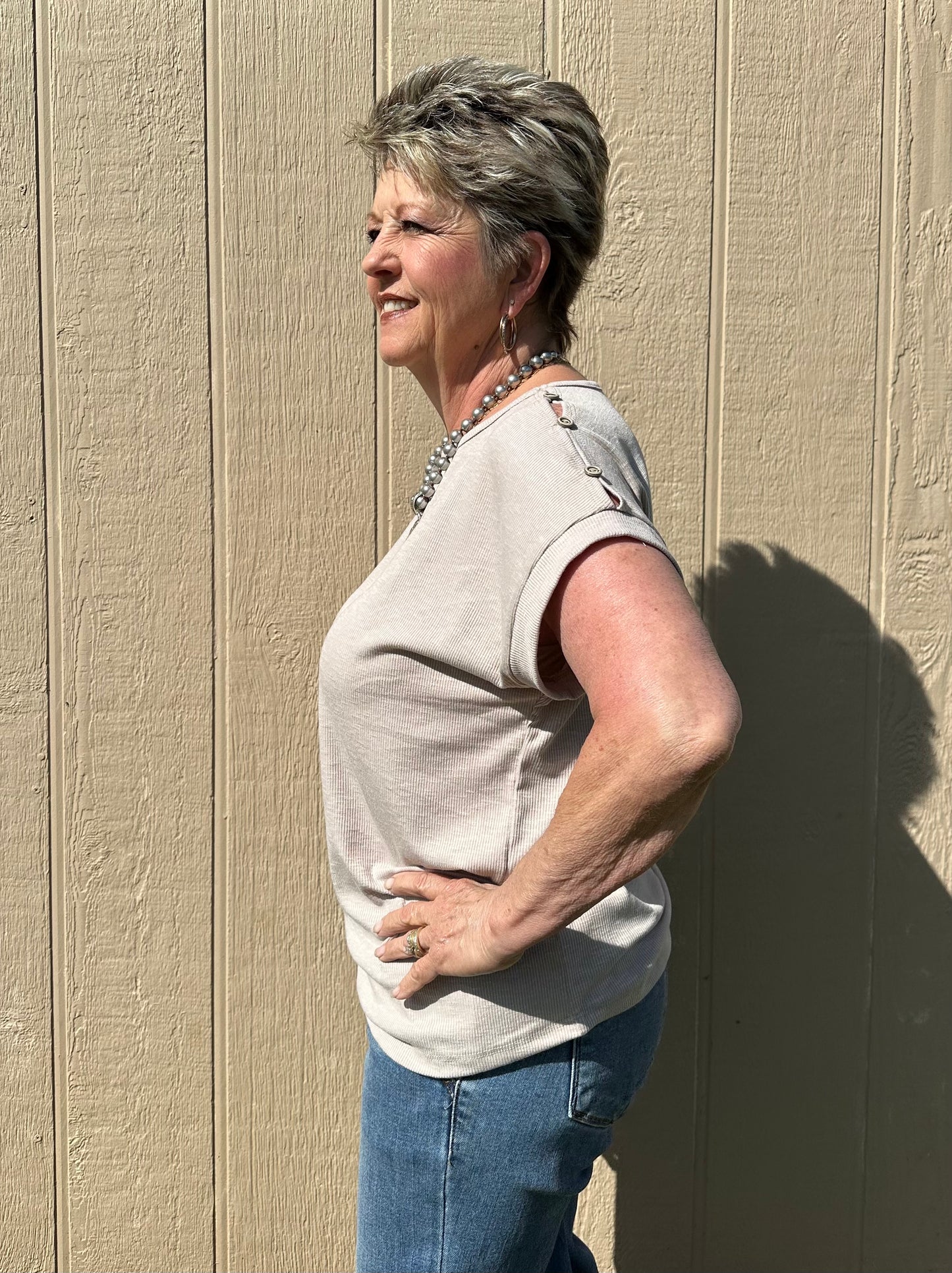 Staccato Button Sleeve Top