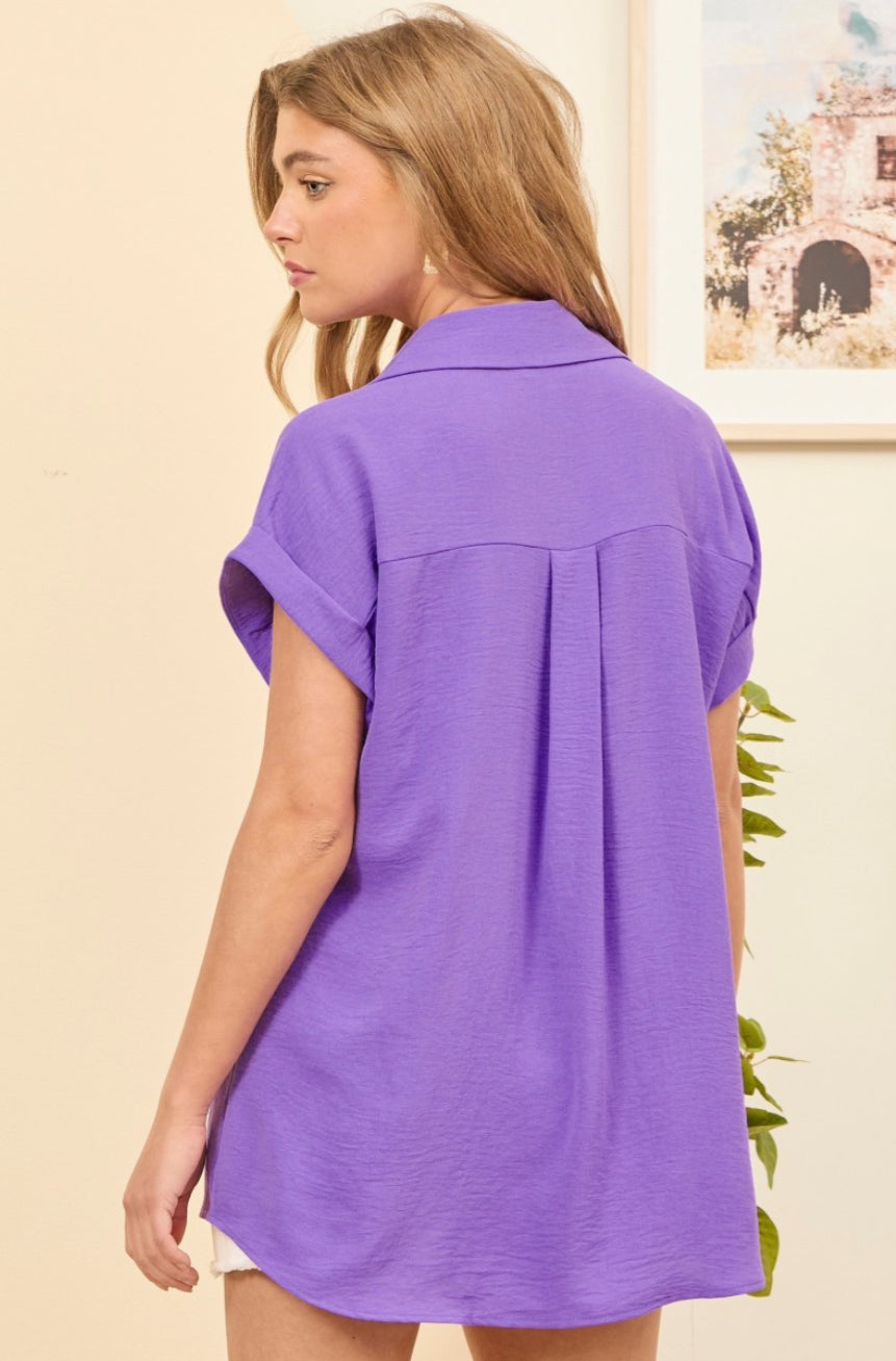 ANDREE by Unit Button Up Short Sleeve Plus Size
