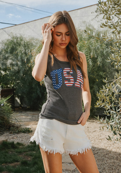 Ribbed USA Tank
