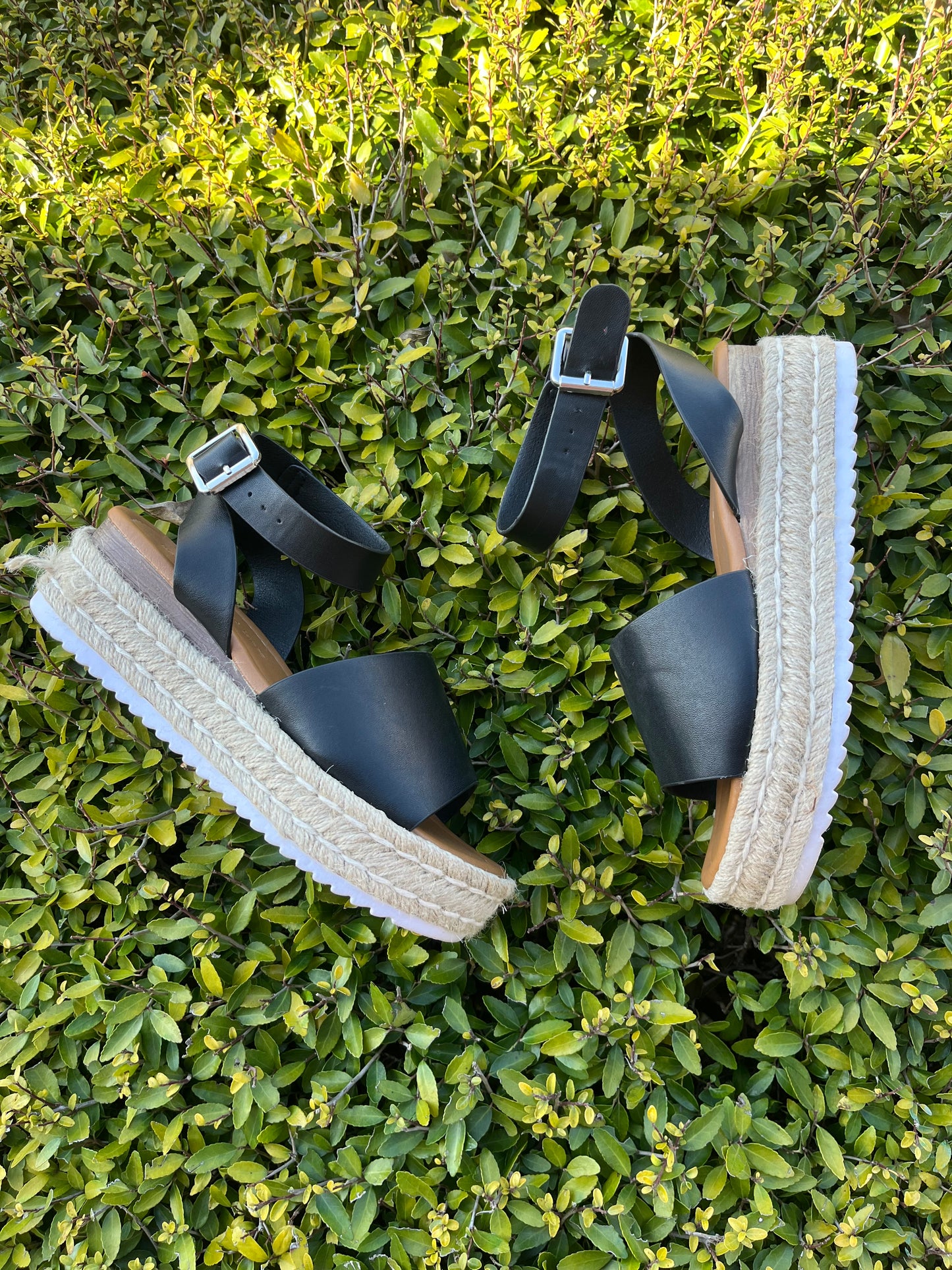 Burlap Platform Sandals