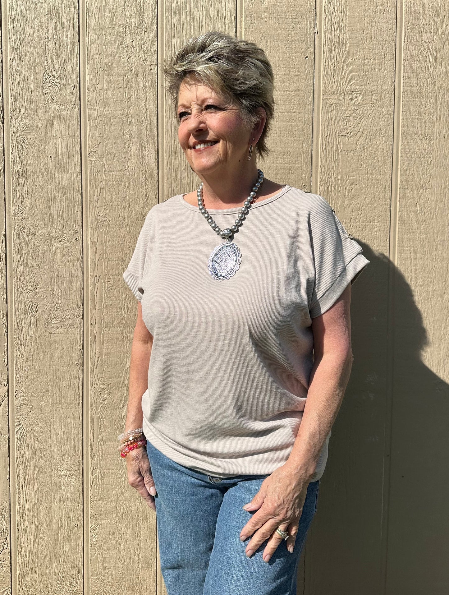 Staccato Button Sleeve Top