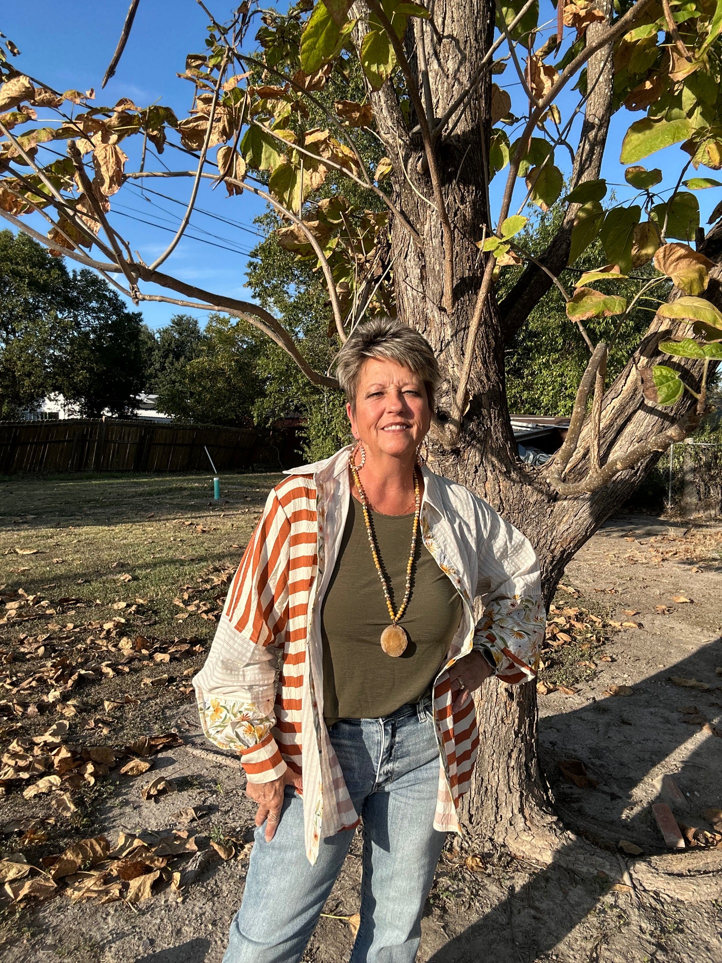 Relaxed Fit Mixed Print Button Down Shirt