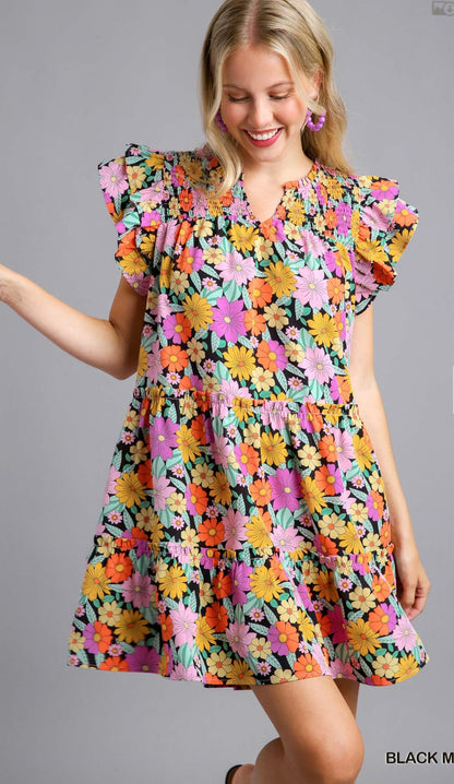 Umgee Floral Tiered Dress