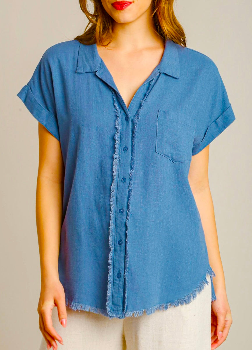 Umgee Button Up Fringe Top