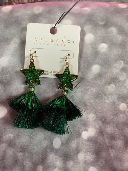 Green fashion earrings