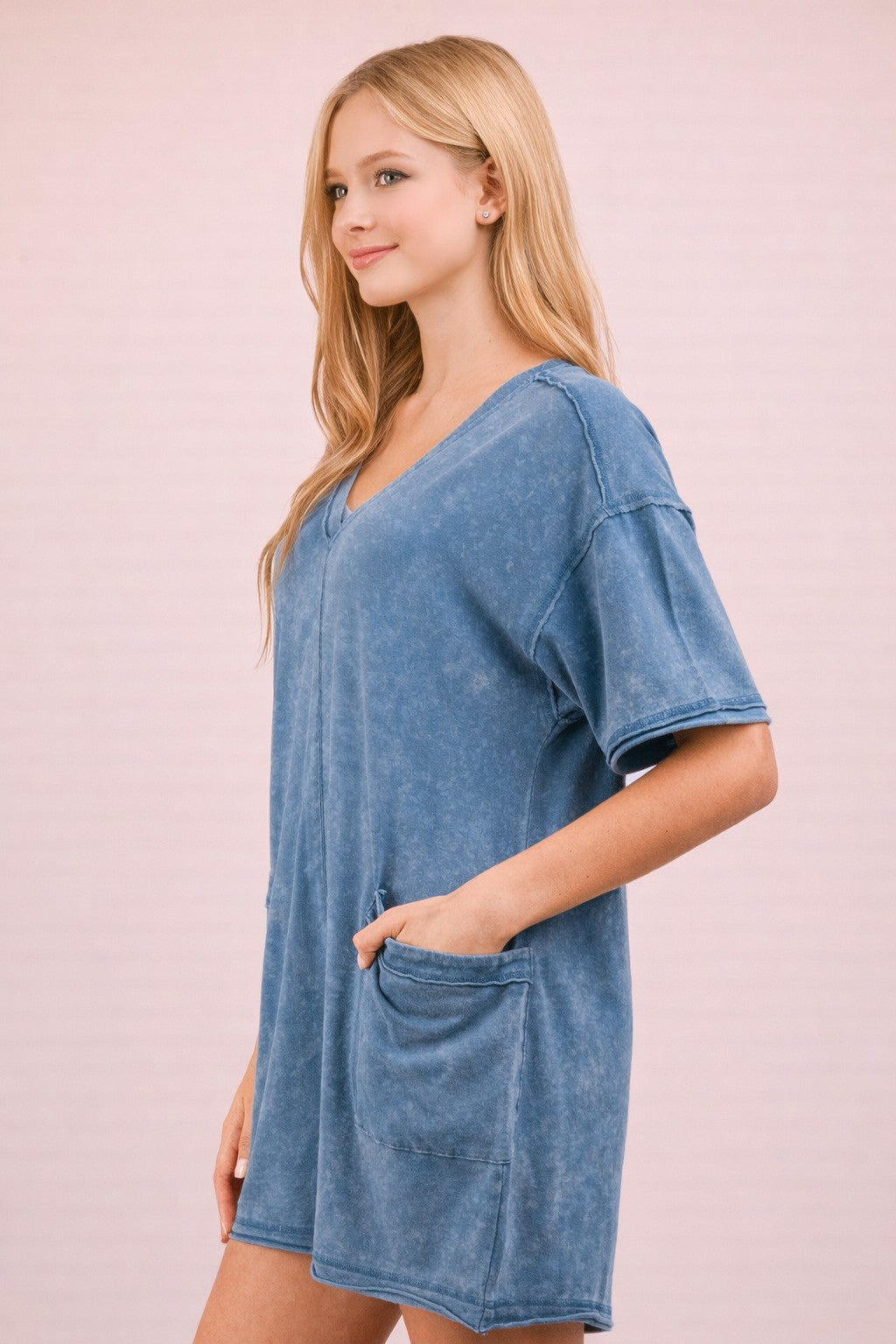 Very J mineral wash oversized romper