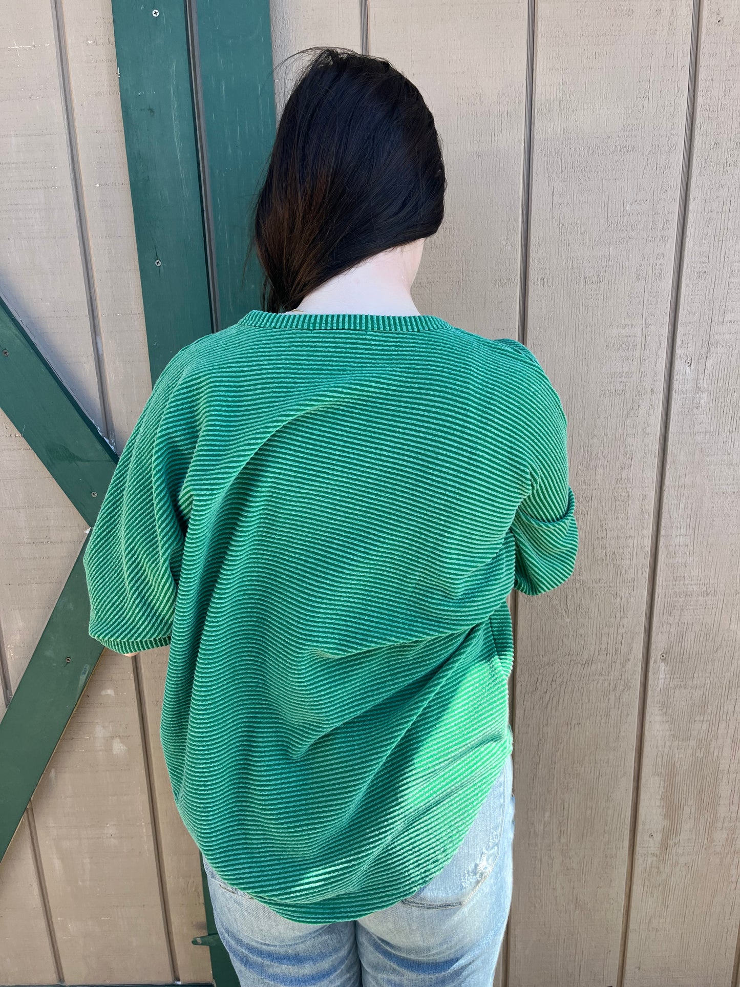 Tres Bien Ribbed Dolman Sleeve Top