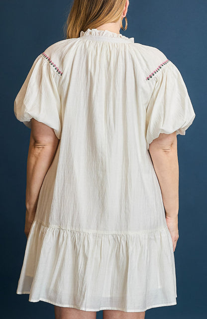 Umgee Boho Floral Embroidered Mini Dress