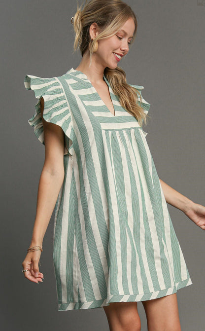 Umgee Sandstone Breeze Ruffle Sleeve Dress
