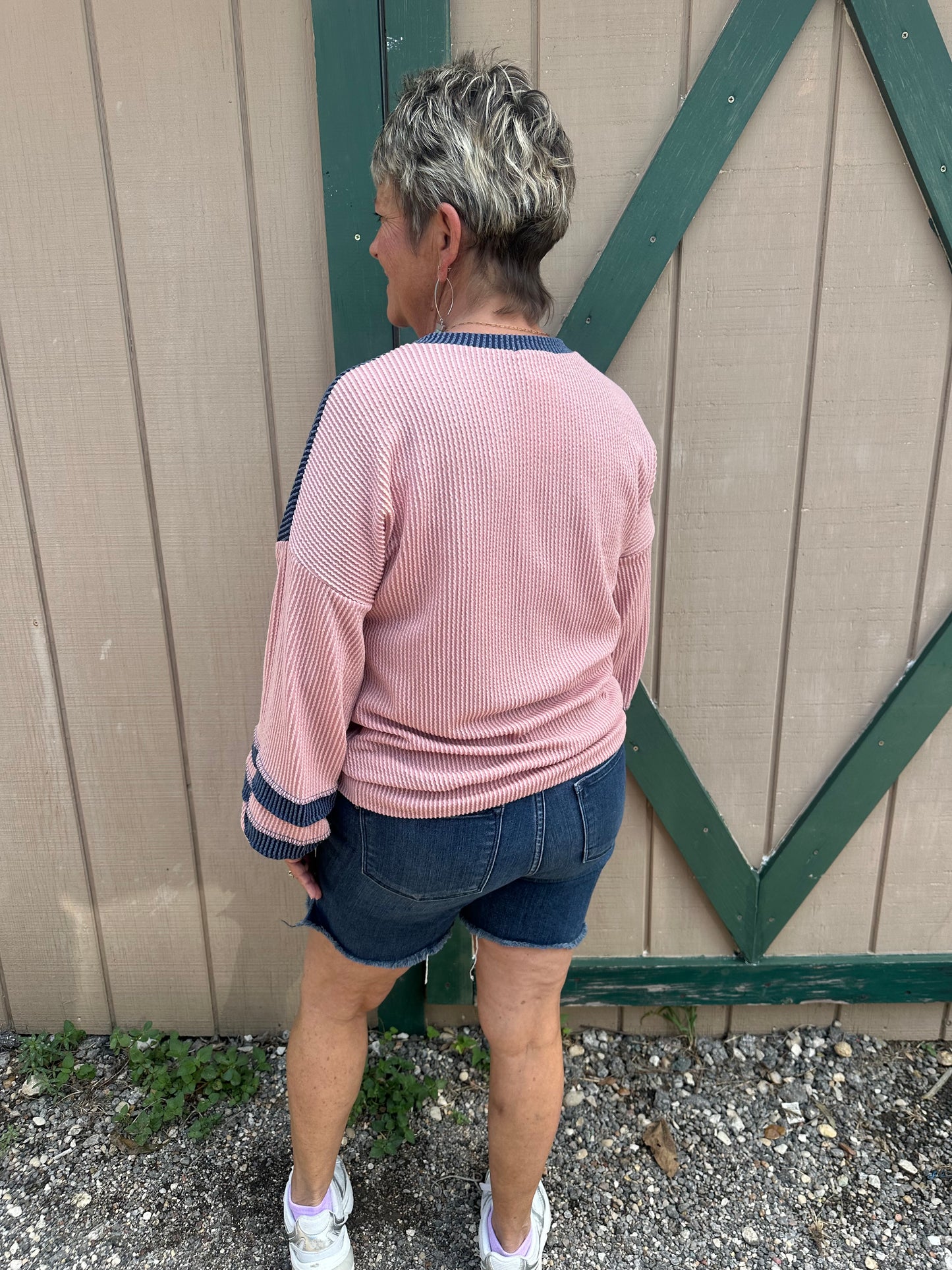 Bubble Sleeve Ribbed Long Sleeve