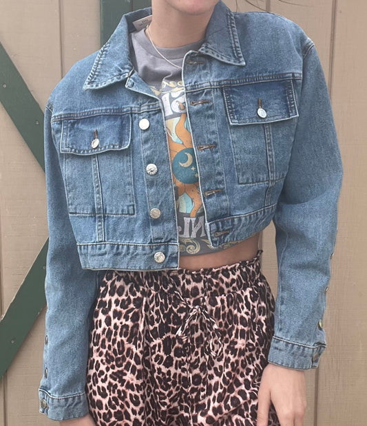 Cropped Denim Jacket Plus Size