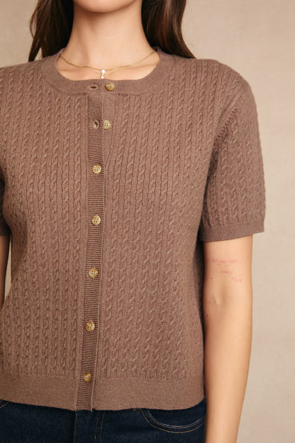 Short Sleeve Cable Cardigan
