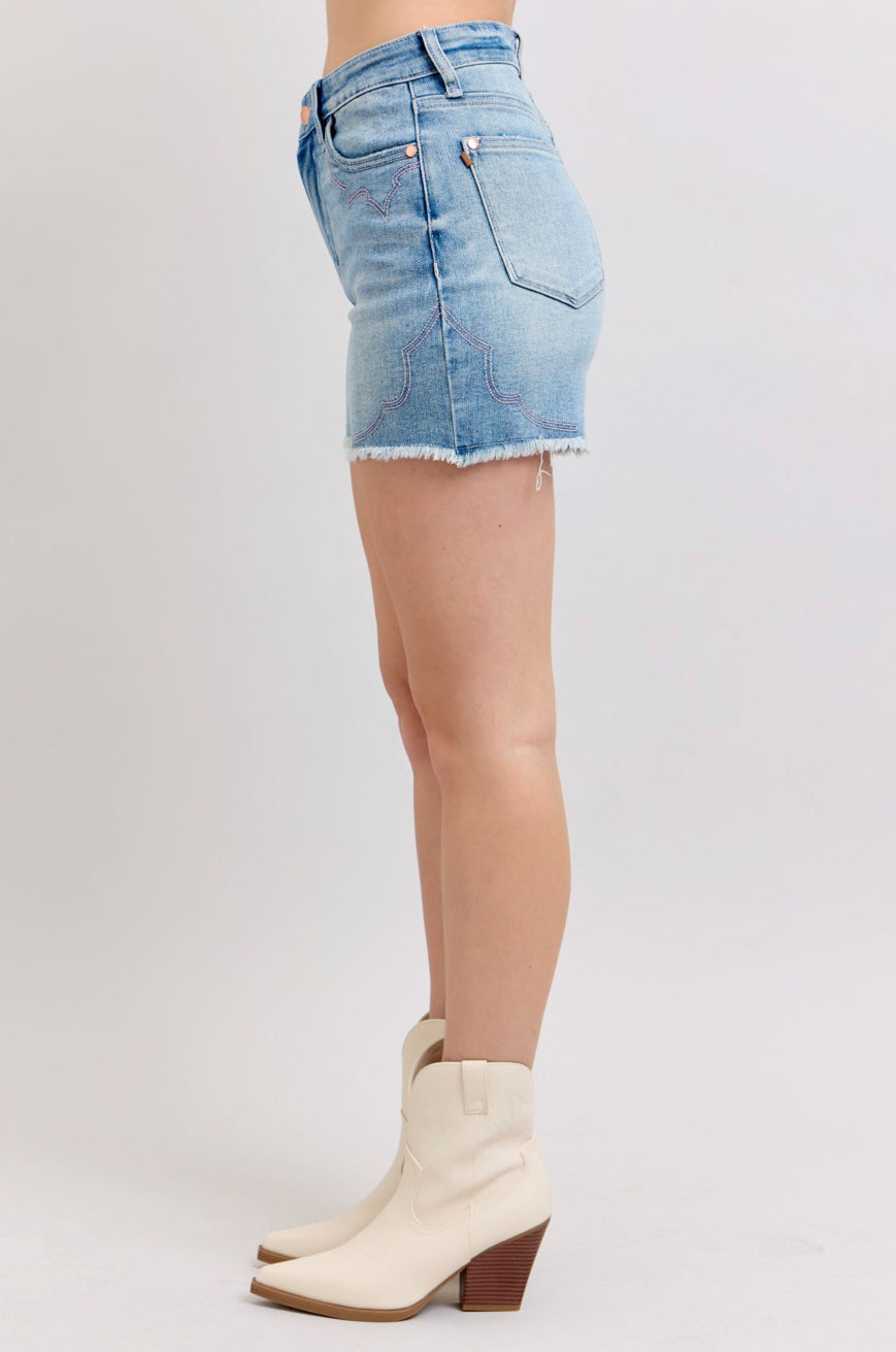 Judy Blue Western Embroidery Shorts