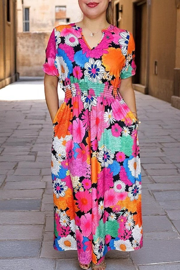 Black Floral Midi Dress