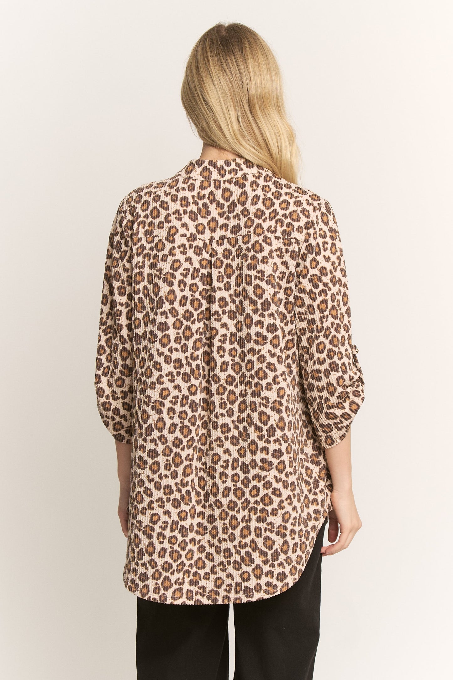 Collared Animal Urban Rib Top Plus Size