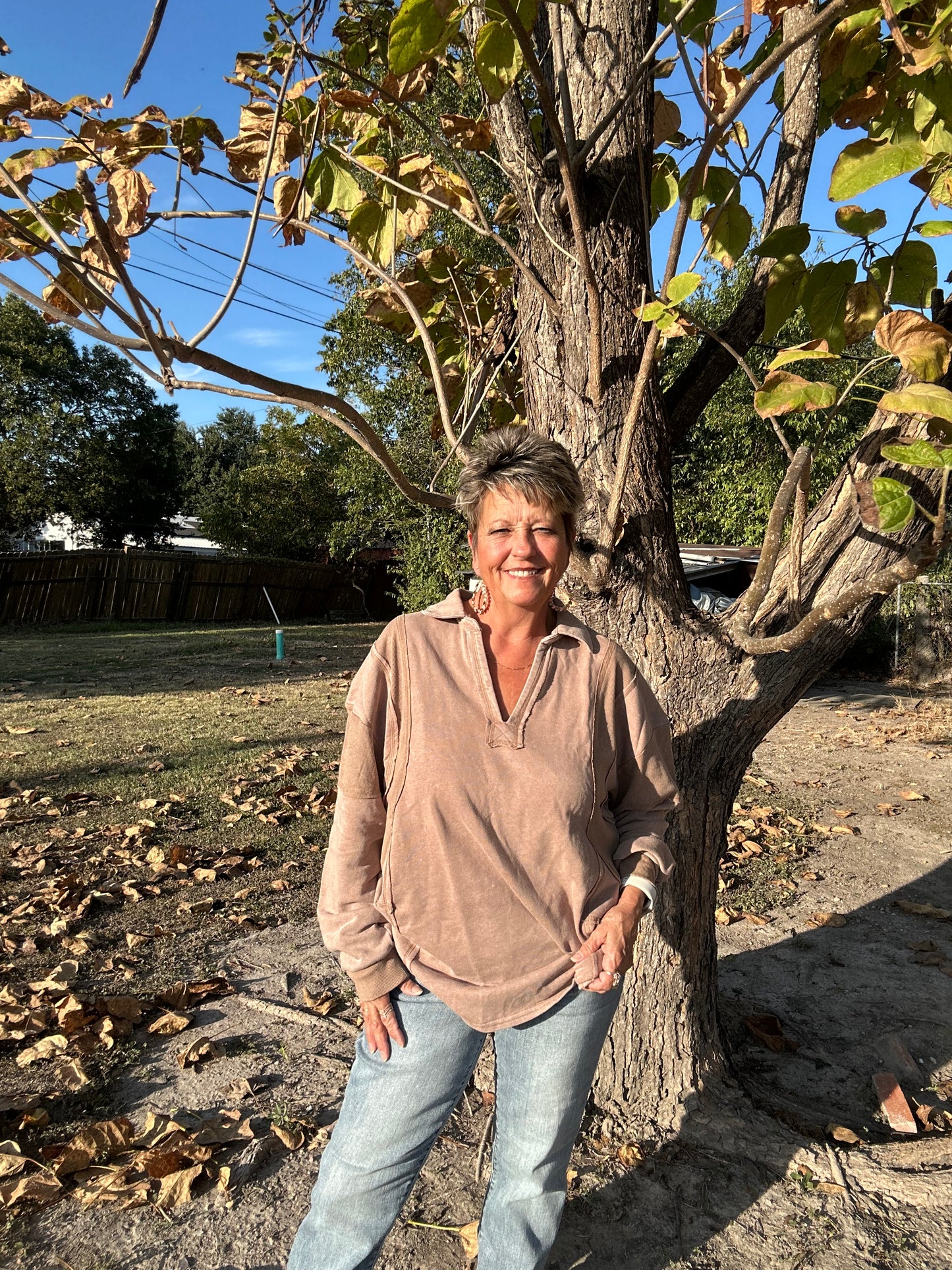 Oversized French Terry Knit Top