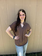 Collared V Neck Top