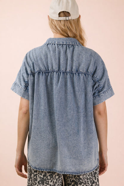 Very j Over sized Cambray shirt top