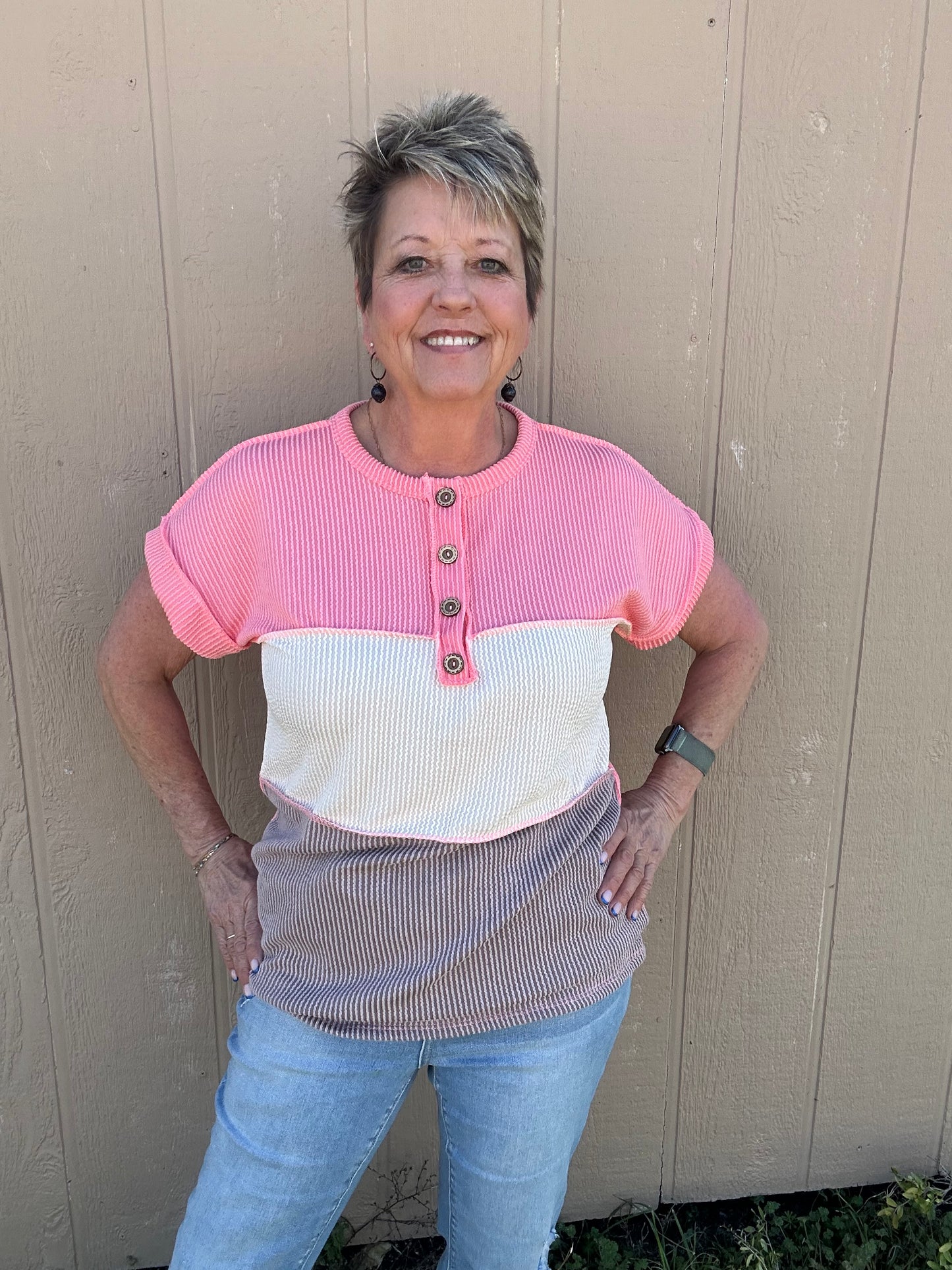 Tri-Colored Ribbed Top