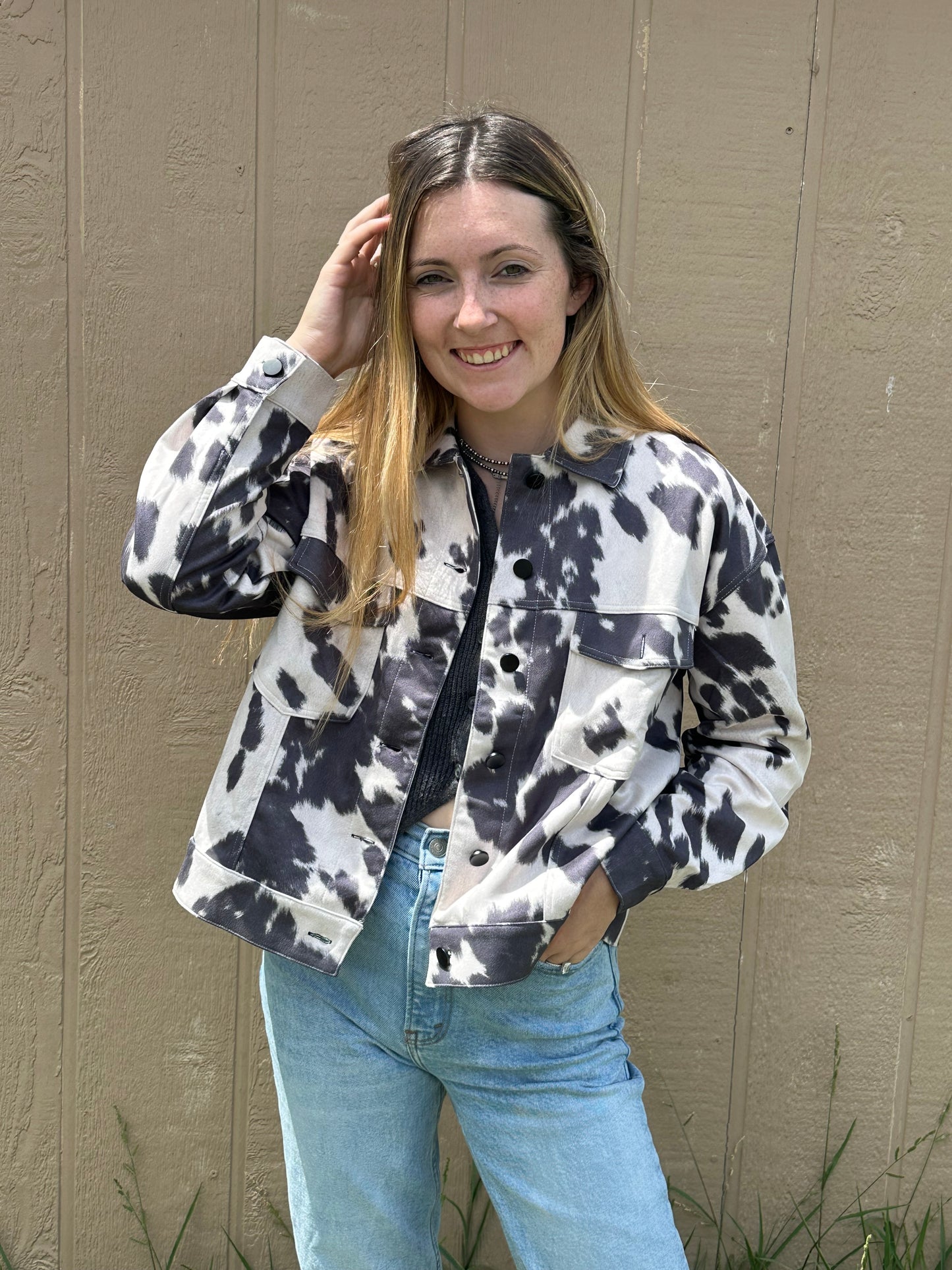 Cowhide print jacket