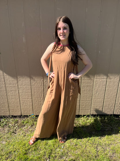 Loose fit wide leg jumpsuit