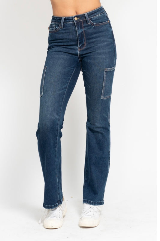 **Judy Blue High Waisted Cargo Bootcut Jeans
