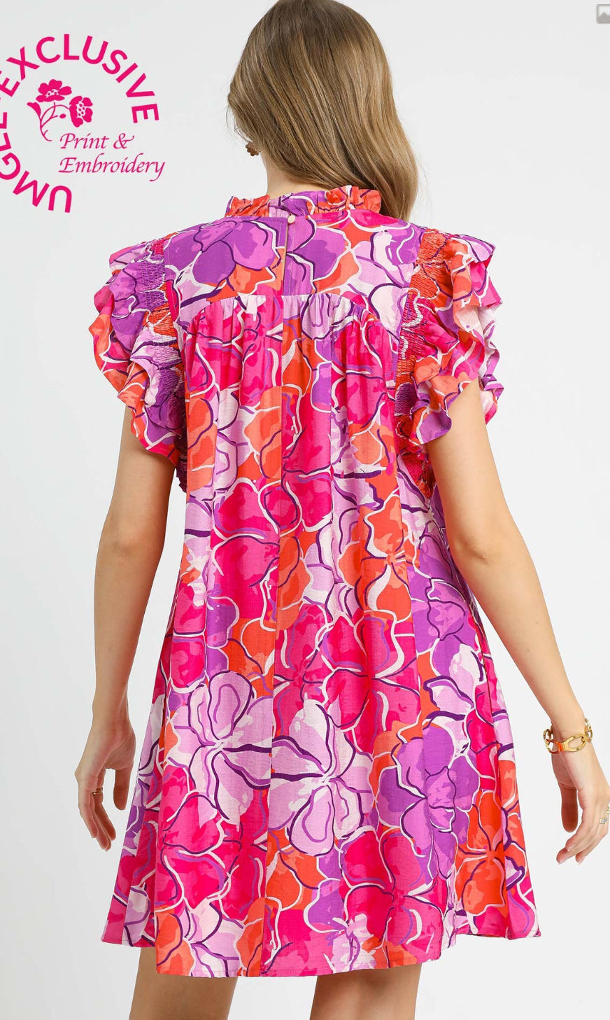 Umgee Ruffle Sleeve Mini Dress