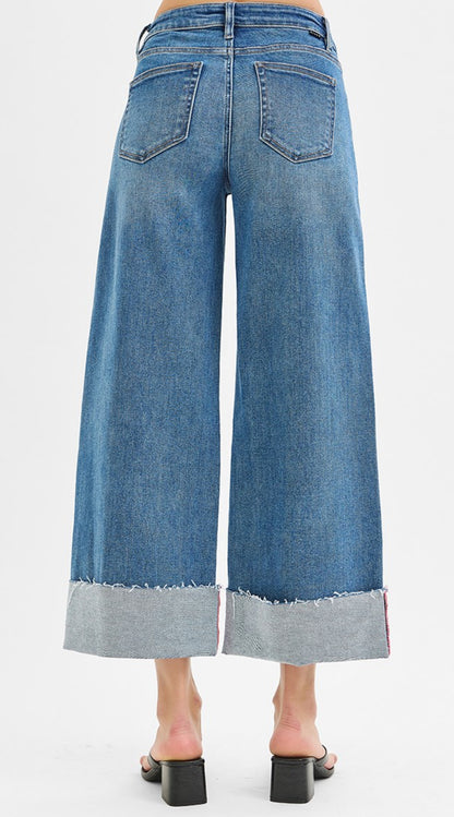 Risen Pink Seam Wide Leg Crops