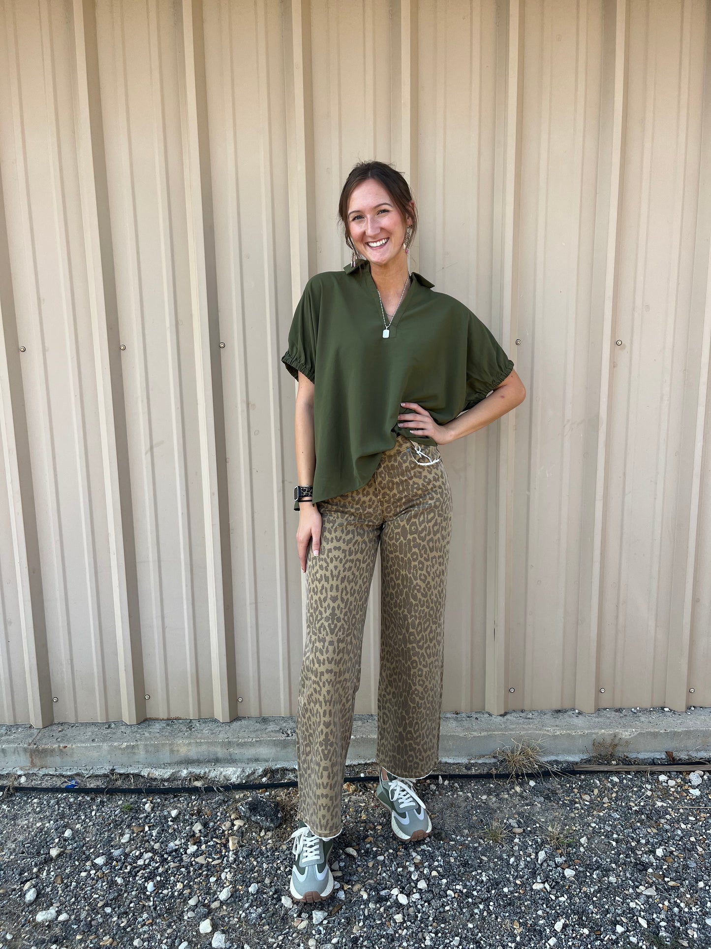 Leopard Print Straight Leg Jeans